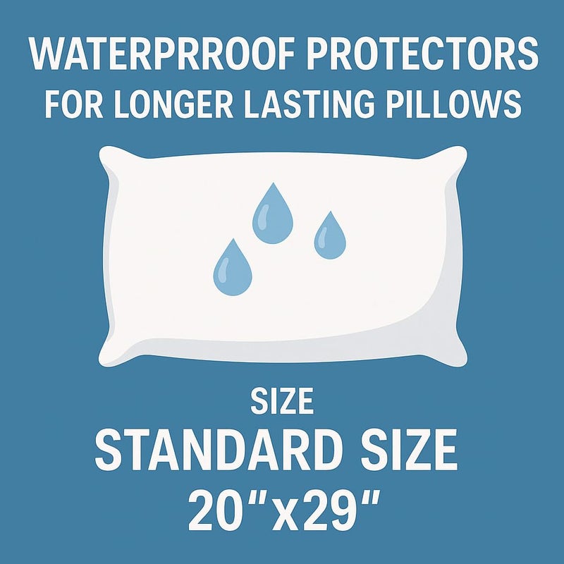 Homestyle 4 Pack Deluxe Zippered Vinyl Pillow Covers - Waterproof Protectors for Longer Lasting Pillows. Standard Size 20""x29"". Ideal for Home, Hotel and Hospital use. - Image 4